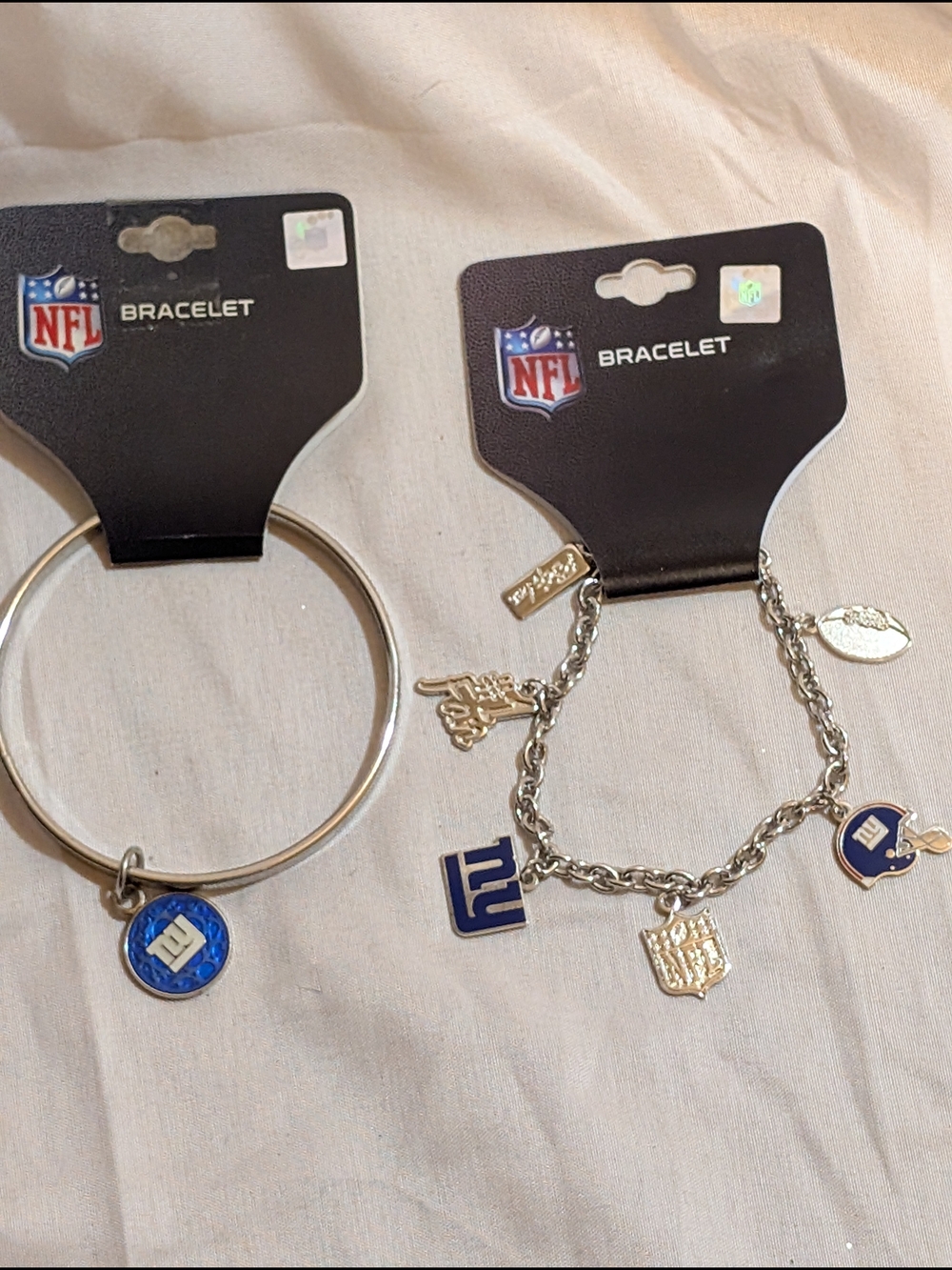 NFL New York Giants Charm Bracelet & Bangle - Blue & Silver